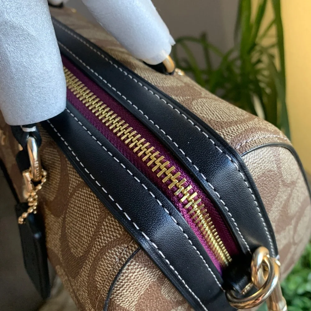 Authentic COACH Signature canvas/Smooth leather DisneyX  top zip Satchel/Crosby - Picture 14 of 16